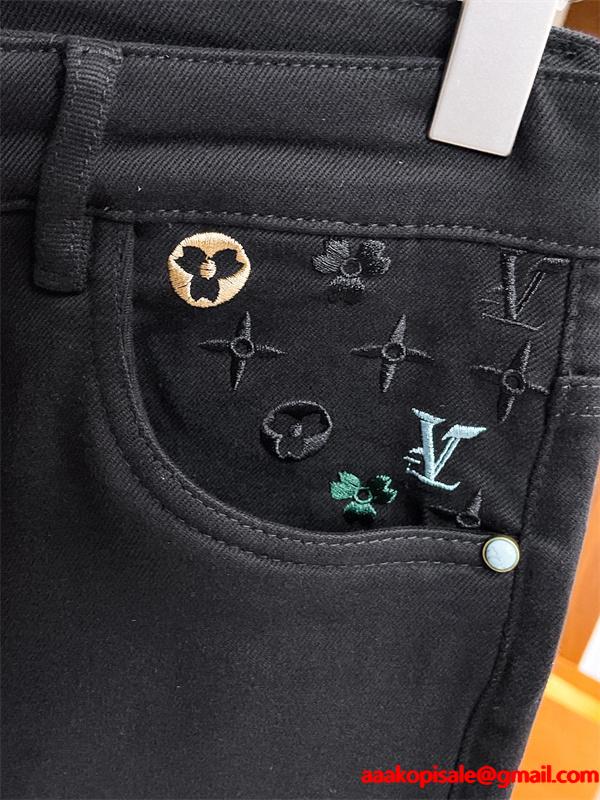 Louis Vuitton ルイヴィトン コピー ブラックデニム 秋冬スタイルおすすめ  モノグラム刺繍デザイン 