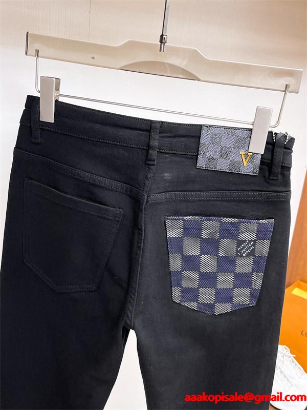 2025秋冬限定 チェックポケットデザイン Louis Vuitton ルイヴィトン スーパーコピー デニムパンツ