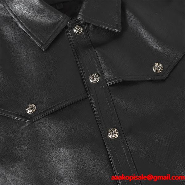 2025秋冬限定 ブラック Chrome Hearts クロムハーツ スカルボタンデザイン スーパーコピー レザージャケット