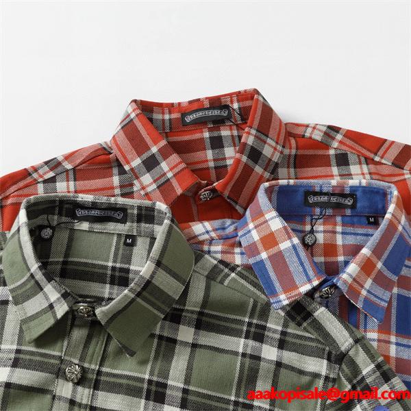 2025秋冬新作 ブルー レッド チェックシャツデザイン Chrome Hearts クロムハーツ コピー フランネルシャツ