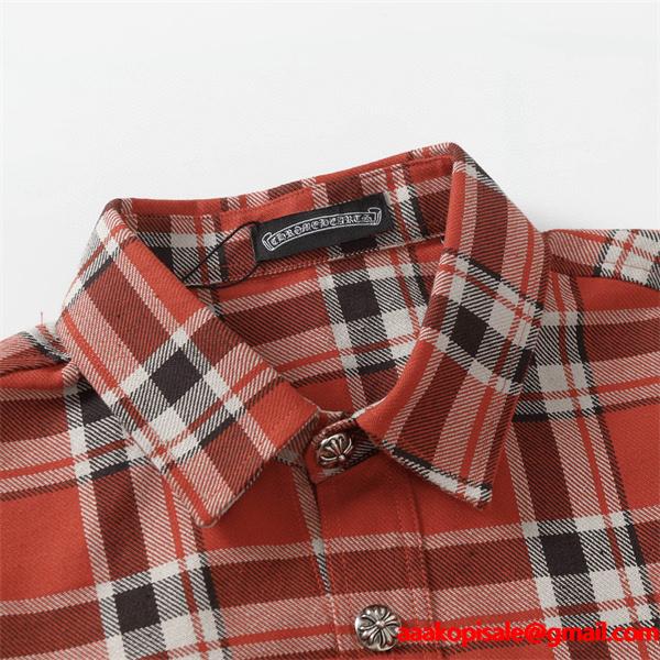 2025秋冬新作 ブルー レッド チェックシャツデザイン Chrome Hearts クロムハーツ コピー フランネルシャツ