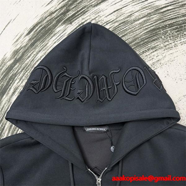 Chrome Hearts クロムハーツ 2025秋冬限定 ブラック クロスジップデザイン 偽物 パーカー 季節限定モデル