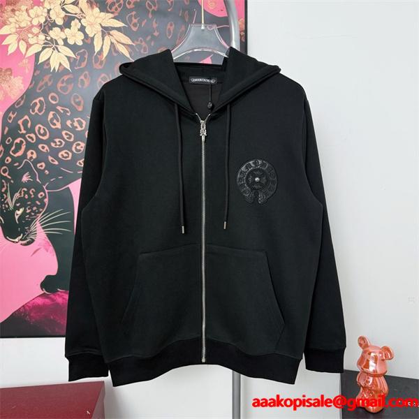 Chrome Hearts クロムハーツ 2025秋冬限定 ブラック クロスジップデザイン 偽物 パーカー 季節限定モデル