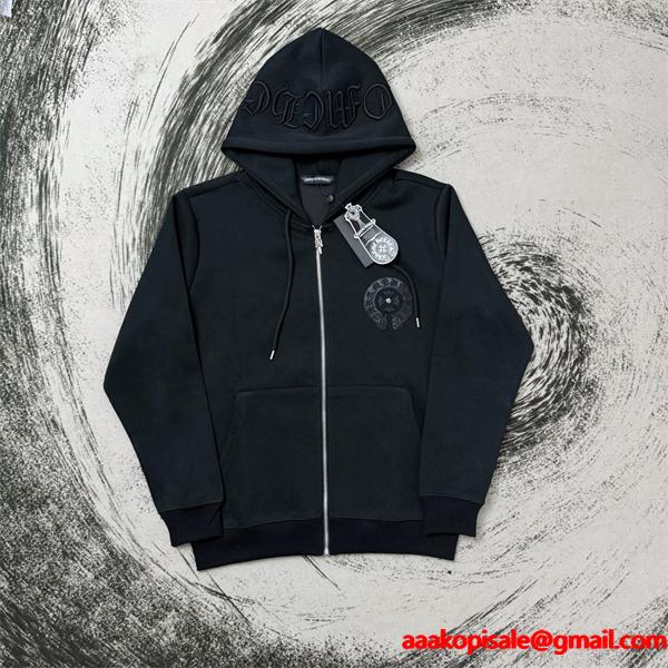 Chrome Hearts クロムハーツ 2025秋冬限定 ブラック クロスジップデザイン 偽物 パーカー 季節限定モデル