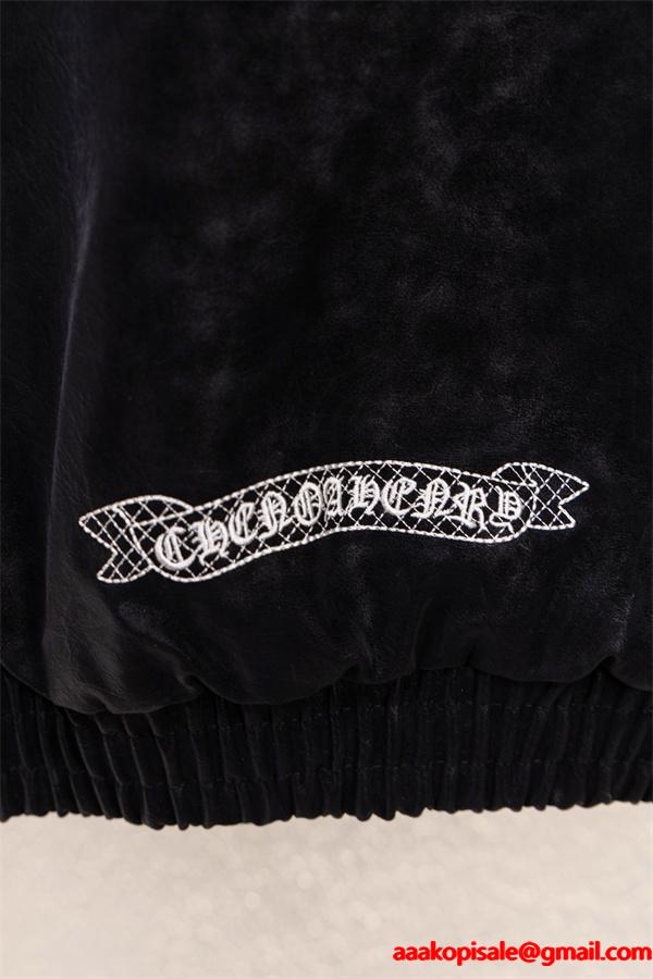 暖冬新作 ブラック クロス刺繍デザイン Chrome Hearts クロムハーツ スーパーコピー ジャケット 裏起毛