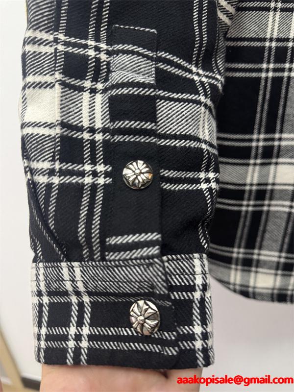 2025秋冬人気 ブラック グレー マルチクロス刺繍デザイン Chrome Hearts クロムハーツ コピー チェックシャツ