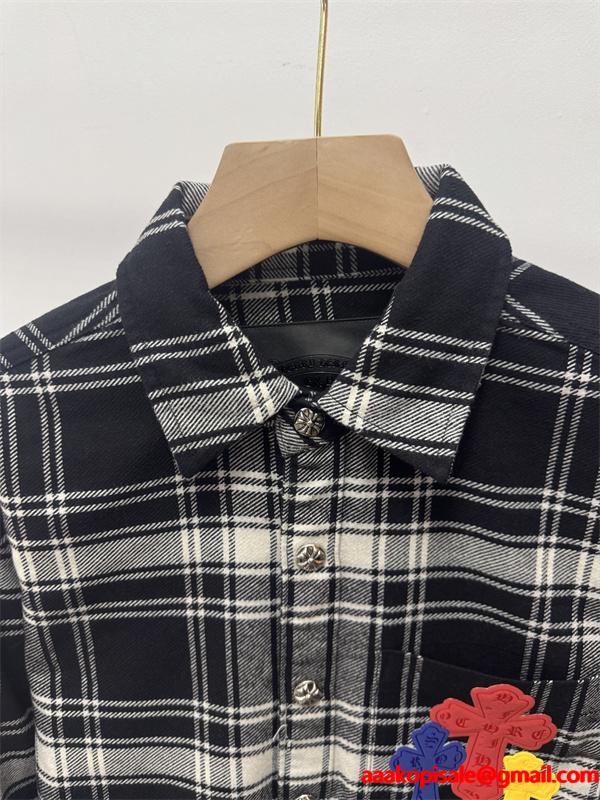 2025秋冬人気 ブラック グレー マルチクロス刺繍デザイン Chrome Hearts クロムハーツ コピー チェックシャツ