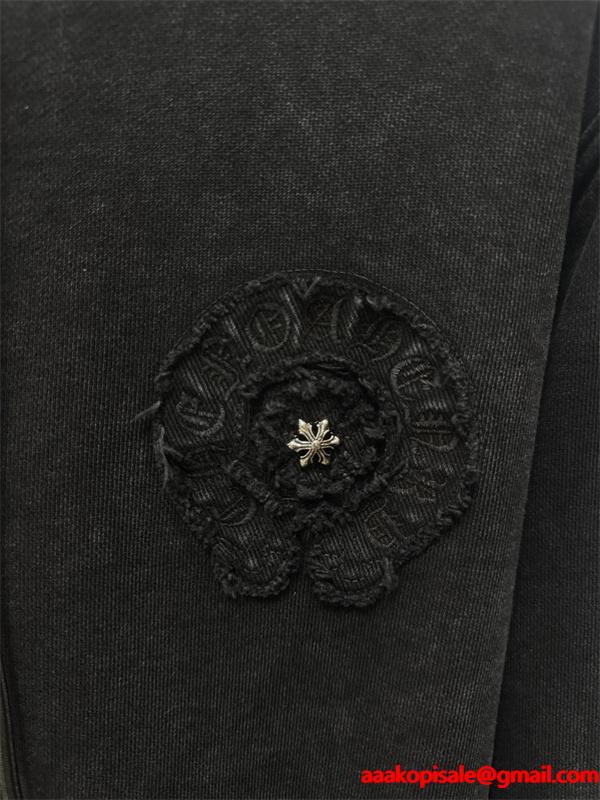 Chrome Hearts クロムハーツ 新作シーズン限定 ブラック ヴィンテージ クロス刺繍デザイン 偽物 パーカー 裏起毛