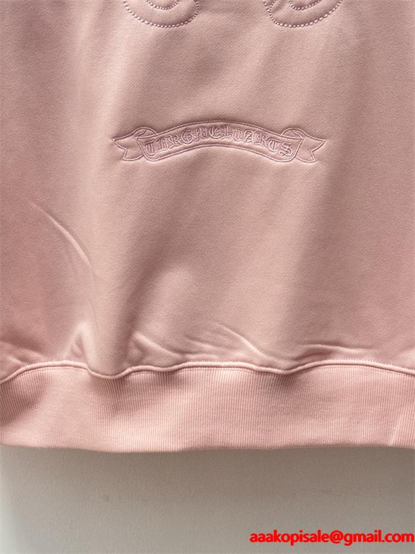 人気新作 ピンク Chrome Hearts クロムハーツ マルチクロス刺繍デザイン スーパーコピー パーカー