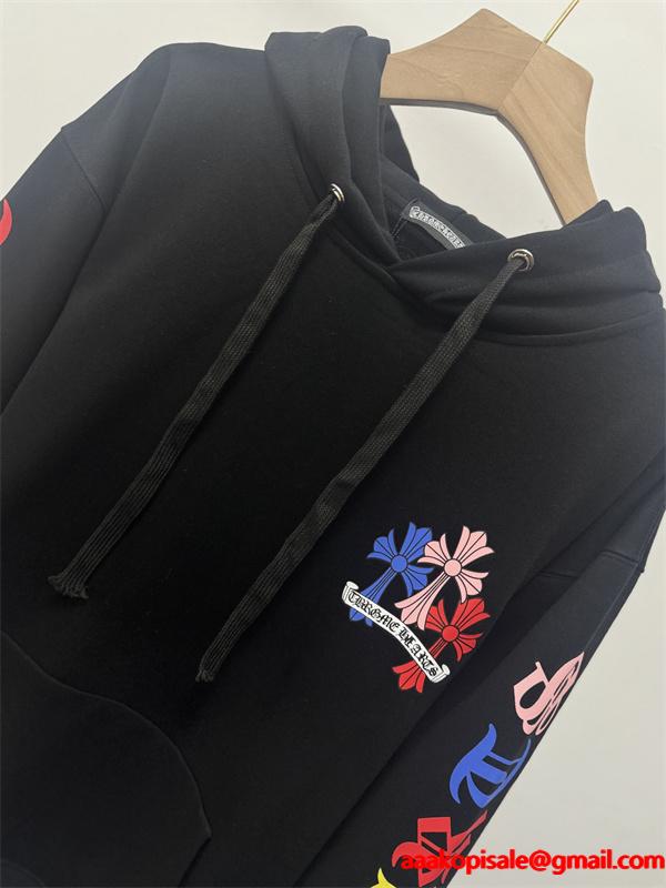 Chrome Hearts クロムハーツ 限定モデル ホワイト カラフル クロスロゴ刺繍デザイン コピー パーカー