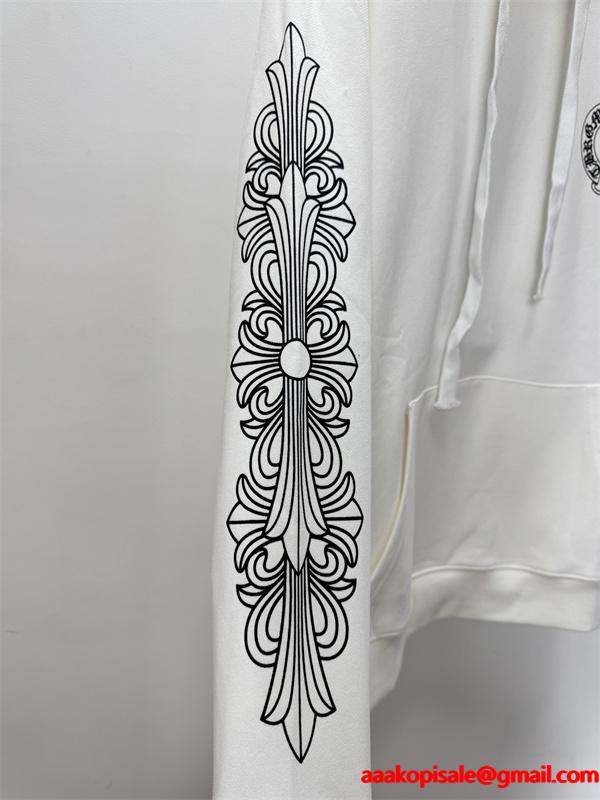 2025秋冬新作 ブラック ホースシュー ロゴスリーブデザイン Chrome Hearts クロムハーツ 偽物 パーカー