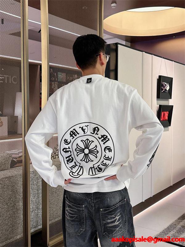 定番人気 ブラック ホースシュー Chrome Hearts クロムハーツ ロゴスリーブ コピー トレーナー 高品質　