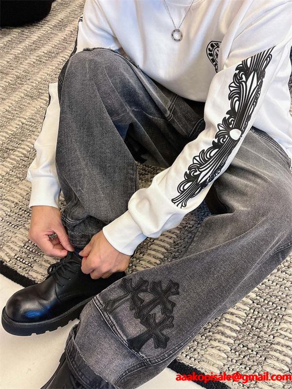 定番人気 ブラック ホースシュー Chrome Hearts クロムハーツ ロゴスリーブ コピー トレーナー 高品質　