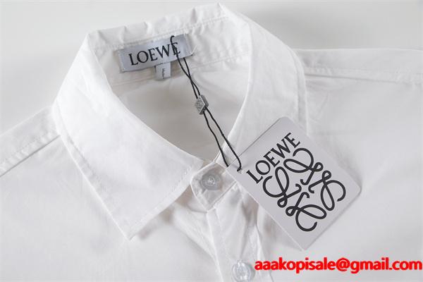 2025秋冬新作 Loeweロエベ 激安 シャツ 長袖 コットン 刺繍入り ホワイト 高品質 ユニセックス カジュアル 新作