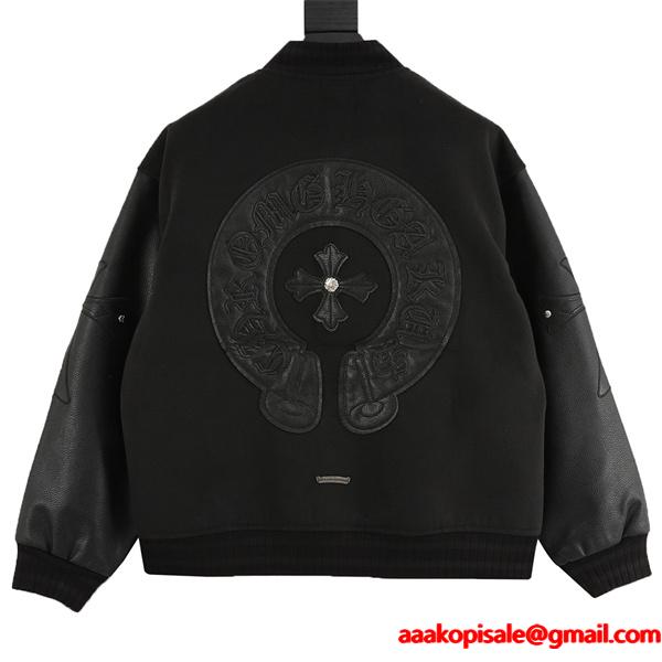 Chrome Hearts クロムハーツ 激安 スタジャン レザー切替 ワッペン刺繍 ジャケット 2025年秋冬 新作 高品質