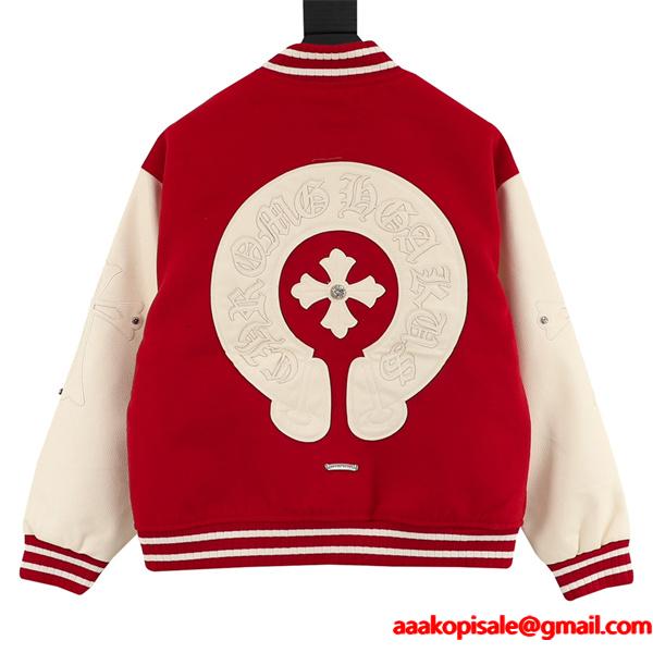 Chrome Hearts クロムハーツ 激安 スタジャン レザー切替 ワッペン刺繍 ジャケット 2025年秋冬 新作 高品質