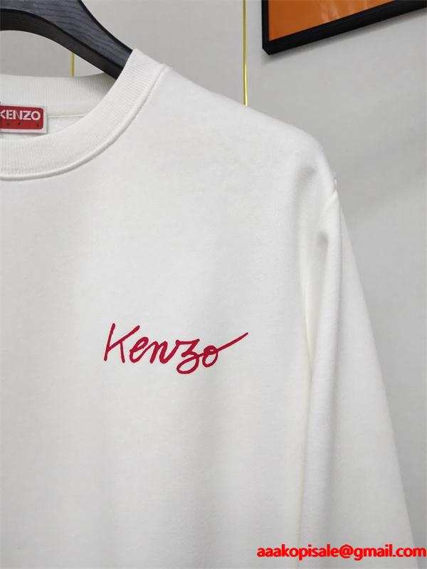 Kenzo ケンゾー 激安 スウェット トレーナー ロゴ刺繍 ホワイト 2025年秋冬 新作