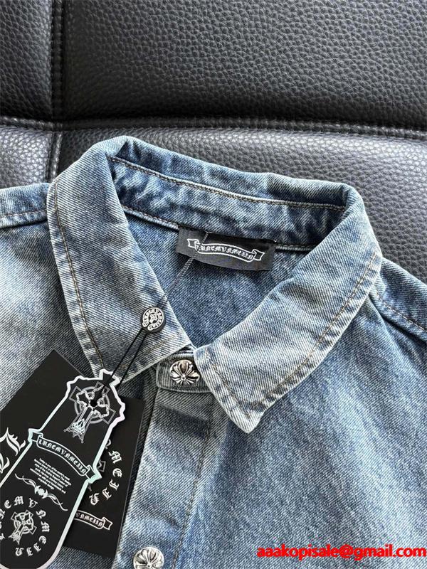 2025秋冬新作 ブラック クロス デニムシャツ刺繍デザイン Chrome Hearts クロムハーツ スーパーコピー