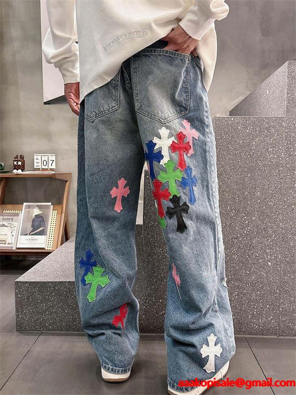 限定モデル グレー ダメージデザイン Chrome Hearts クロムハーツ スーパーコピー デニムパンツ