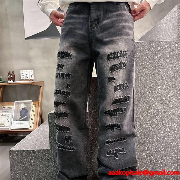 限定モデル グレー ダメージデザイン Chrome Hearts クロムハーツ スーパーコピー デニムパンツ