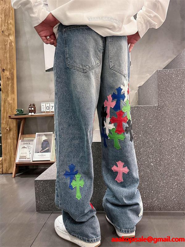 限定モデル グレー ダメージデザイン Chrome Hearts クロムハーツ スーパーコピー デニムパンツ