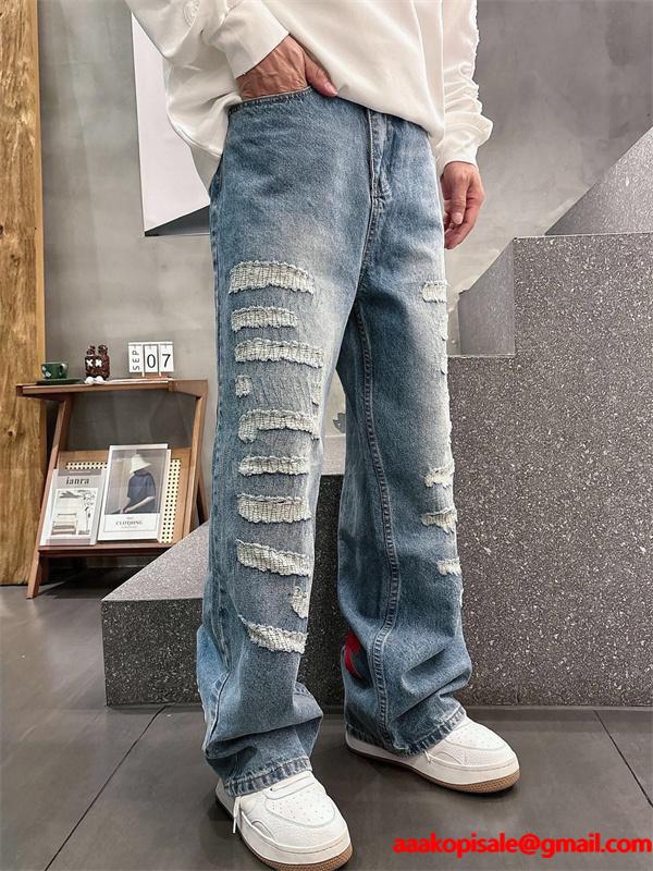 限定モデル グレー ダメージデザイン Chrome Hearts クロムハーツ スーパーコピー デニムパンツ