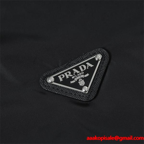 定番人気 ブラック フード付きデザイン 高品質 男女兼用 Prada プラダ 偽物 ナイロンブルゾン