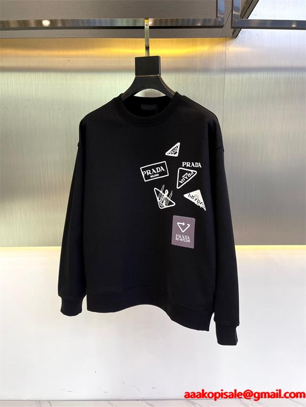 Prada プラダ 新作 ホワイト プリントロゴデザイン 上質デザイン 人気 コピー スウェット