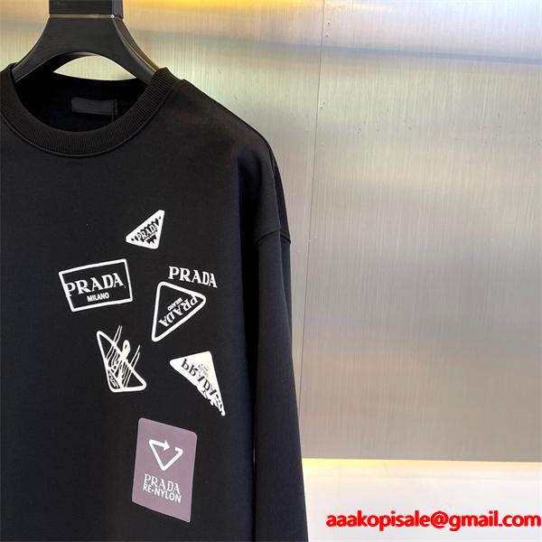 Prada プラダ 新作 ホワイト プリントロゴデザイン 上質デザイン 人気 コピー スウェット