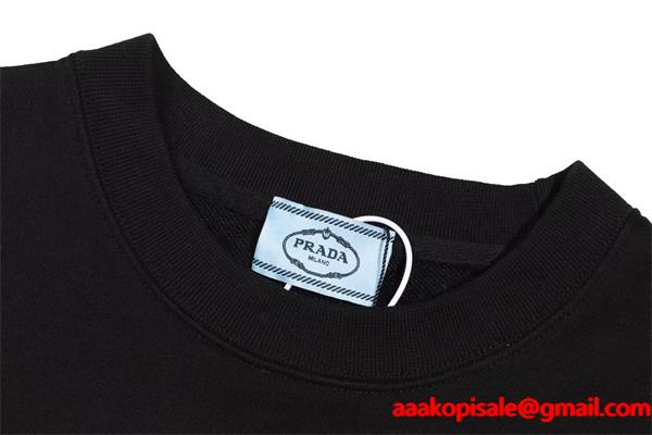 定番人気 ホワイト クラシックロゴデザイン 高級 モード Prada プラダ スーパーコピー スウェット