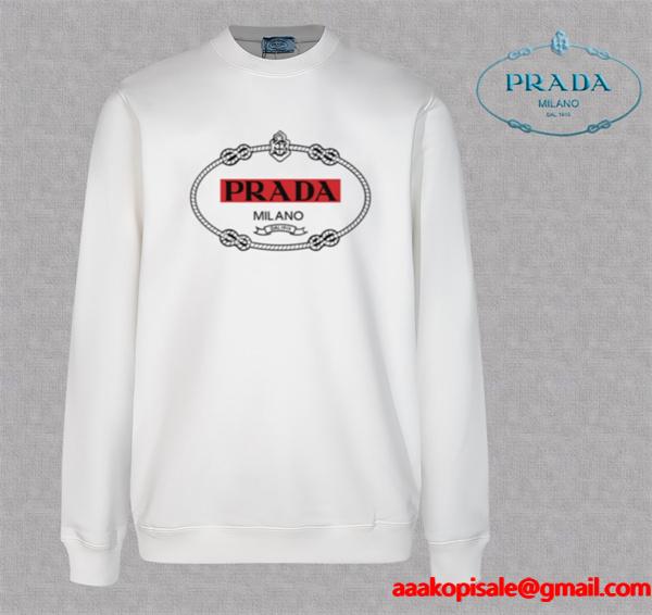 定番人気 ホワイト クラシックロゴデザイン 高級 モード Prada プラダ スーパーコピー スウェット