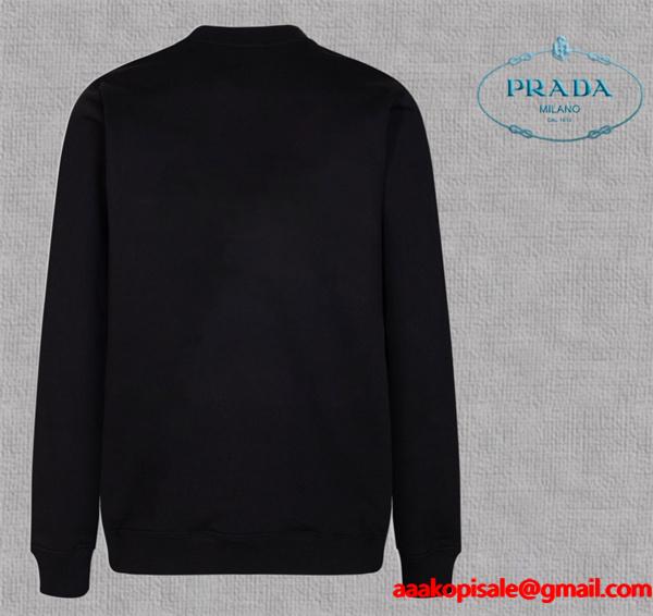 冬新作 ブラック ブルーロゴデザイン エレガント スタイリッシュ コピー スウェット Prada プラダ 