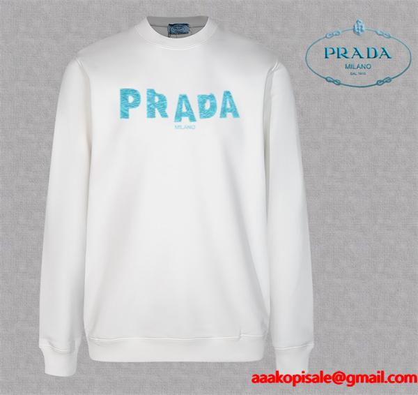 冬新作 ブラック ブルーロゴデザイン エレガント スタイリッシュ コピー スウェット Prada プラダ 