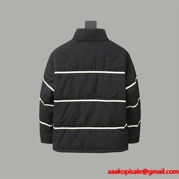 最新作 ブラック Prada プラダ ラインデザイン 防風 機能性 偽物 ダウンジャケット 保温性 高級