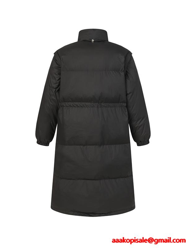 冬季限定 ブラック ロング丈 高級 保温 偽物 ダウンコート 季節限定モデル 人気 Prada プラダ 