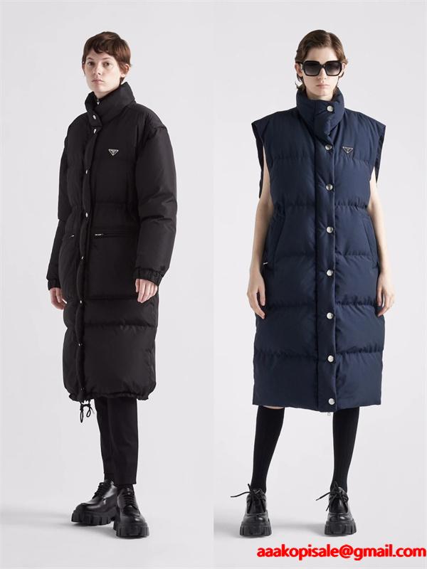 冬季限定 ブラック ロング丈 高級 保温 偽物 ダウンコート 季節限定モデル 人気 Prada プラダ 
