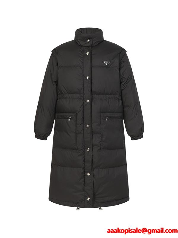 冬季限定 ブラック ロング丈 高級 保温 偽物 ダウンコート 季節限定モデル 人気 Prada プラダ 