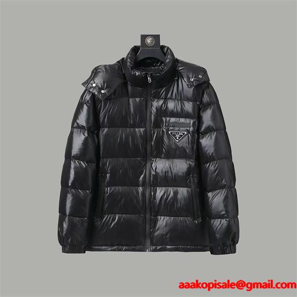 冬新作 ブラック Prada プラダ シャイニーデザイン 高品質 防風 コピー ダウンジャケット