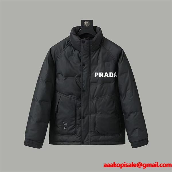 新登場 ホワイト ロゴプリントデザイン モダン 快適 Prada プラダ スーパーコピー ダウンジャケット