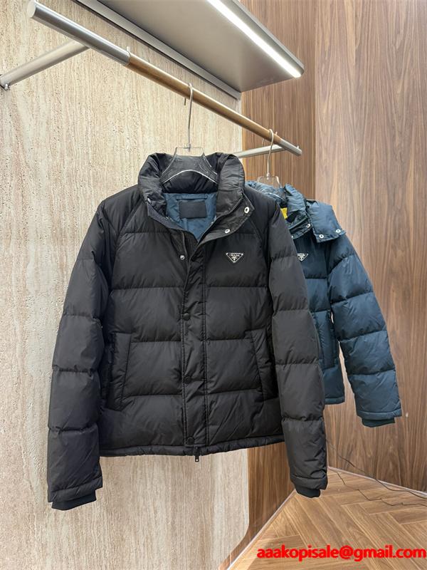 ダウンジャケット ブラック ブルー ハードルーク 高品質 2025秋冬アウター PRADA プラダ コピー 
