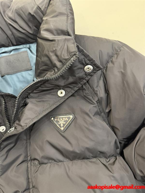 ダウンジャケット ブラック ブルー ハードルーク 高品質 2025秋冬アウター PRADA プラダ コピー 