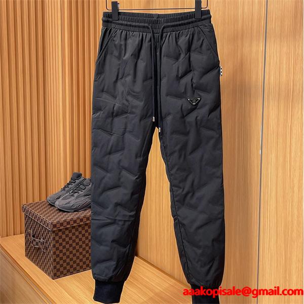 ブラック ダウンパンツ クォイル縫製 束脚 高品質2025秋冬ボトム PRADA スーパーコピー プラダ 