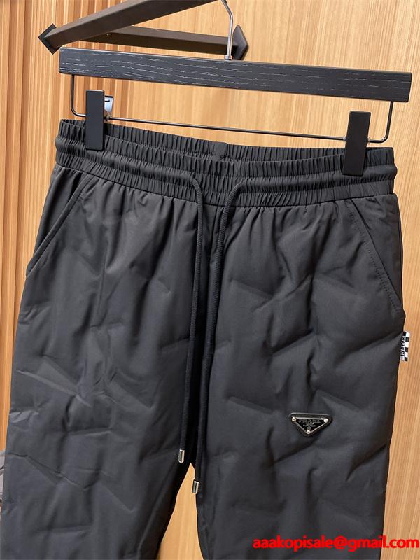 ブラック ダウンパンツ クォイル縫製 束脚 高品質2025秋冬ボトム PRADA スーパーコピー プラダ 