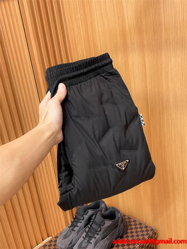 ブラック ダウンパンツ クォイル縫製 束脚 高品質2025秋冬ボトム PRADA スーパーコピー プラダ 