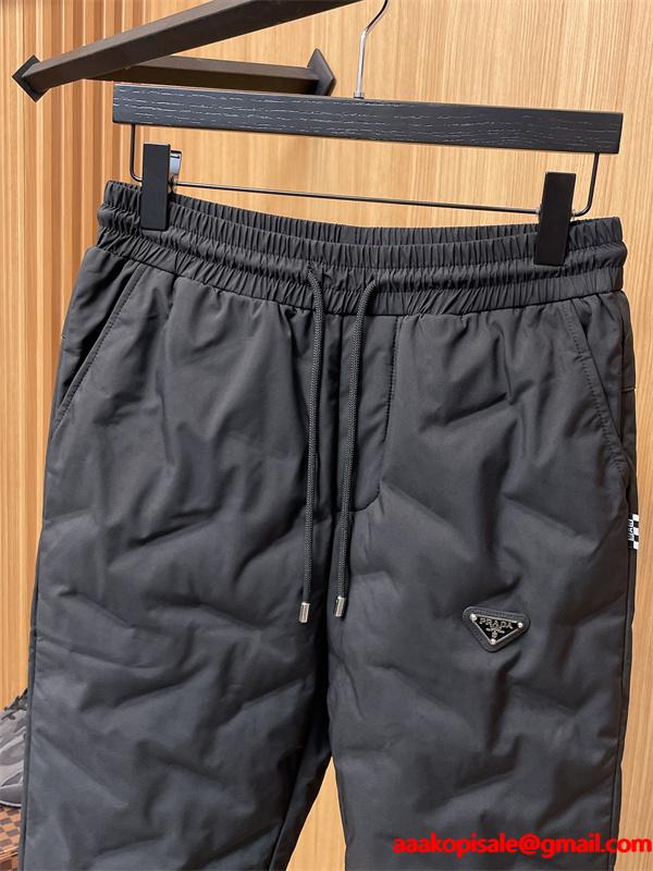 PRADA スーパーコピー プラダ ブラック ダウンパンツ クォイル縫製 直筒 高品質2025秋冬ボトム