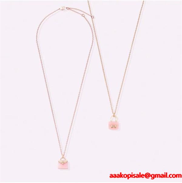 ピンクエナメルバッグ H エルメス スーパーコピー HERMES ネックレス 高品質アクセサリー