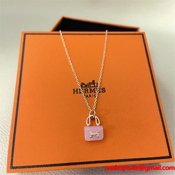 ピンクエナメルバッグ H エルメス スーパーコピー HERMES ネックレス 高品質アクセサリー
