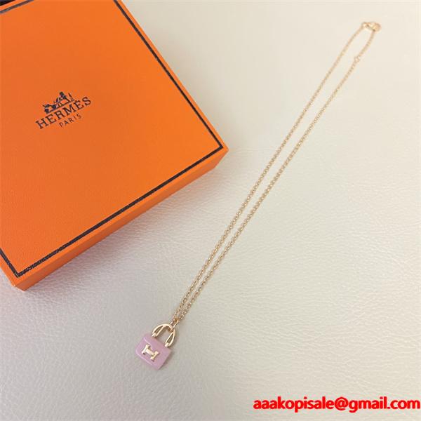 ピンクエナメルバッグ H エルメス スーパーコピー HERMES ネックレス 高品質アクセサリー