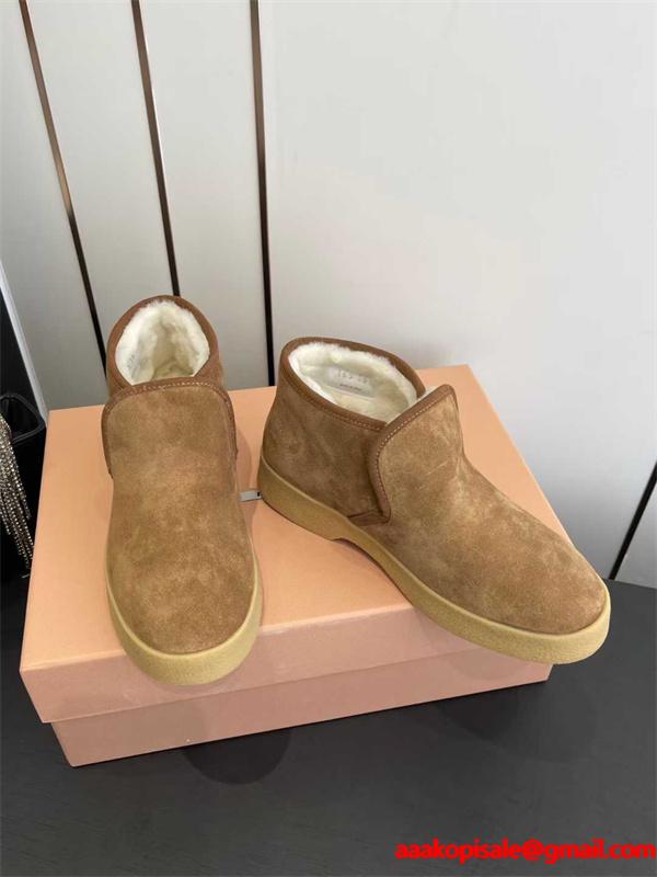 Miu Miu ミュウミュウ コピー 激安 秋冬新作 羊毛 Snow Boots レディース 防寒 スエード ショート丈 雪地靴 ふわふわ裏毛