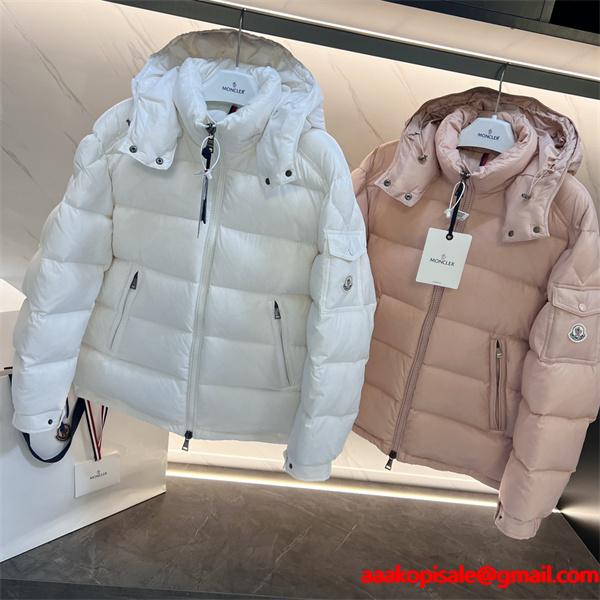 ホワイトピンク 2 色 フード付  MONCLER モンクレール コピー ダウンジャケット 秋冬高品質アウター